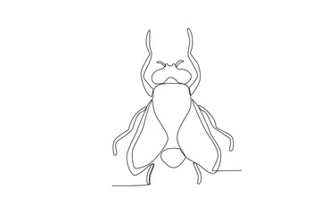 A single continuous line drawing of an fly for the farm's logo identity.  Single line drawing graphic design vector illustration
