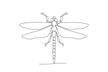 A single continuous line drawing of an Dragonfly for the farm's logo identity.  Single line drawing graphic design vector illustration
