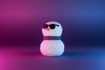 snowman with sunglasses and neon lighting