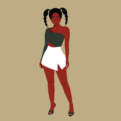 Young stylish black woman in elegant style vector
