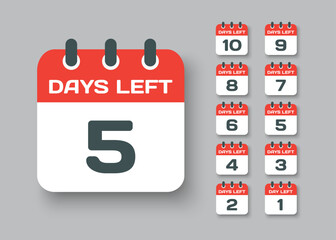 Countdown daily page calendar icon - 5 days left