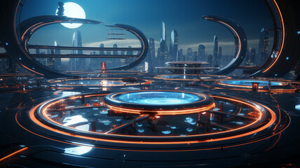 Fototapeta premium Futuristic House interior desing