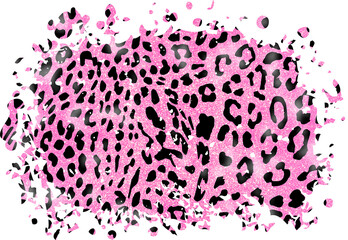 Pink Gold Leopard Print Distressed Background.