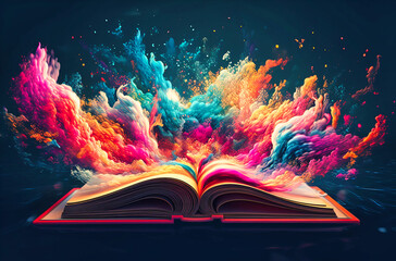 Open Book with Colorful Cloud - Creative Reading