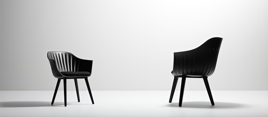 A side view of a black chair on a white background - Powered by Adobe