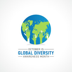 Global Diversity Awareness Month is observed every year in october. October is Global Diversity Awareness Month. Holiday concept for banner, greeting card, poster with background.