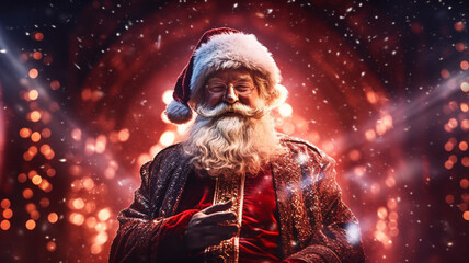 Christmas background with Santa Claus, Generative ai