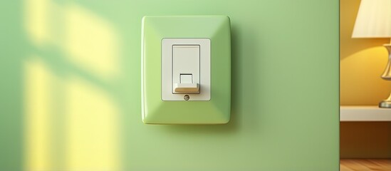 Bright light switch on pale wall