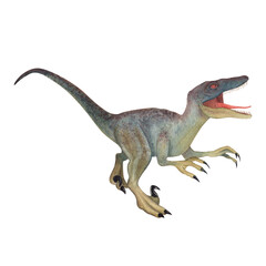 Velociraptor. Dinosaur. Watercolor illustration isolated on a white background. Hand drawn