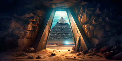 Enigmatic Open Door to the Pyramids: The Hidden Chamber - obrazy, fototapety, plakaty