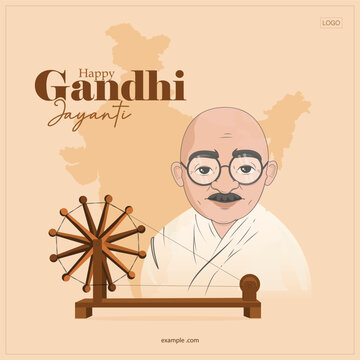 Mahatma Gandhi jayanti 2nd October with creative design vector illustration, Mohandas Karam Chandra Gandhi Birthday.
