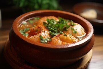 Moqueca de Camarão A Vibrant Culinary Delight Cooked in a Large Clay Pot, Bursting with Exotic Flavors