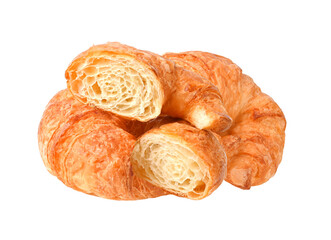 Two butter croissant on transparent png