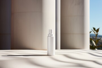 bottle of niacinamide moisturizer on minimal podium mock up