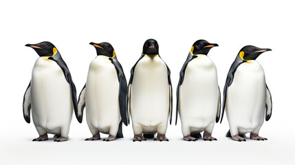 Group of cute penguin isolated on white background