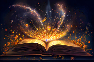 Book of Magic with Sparks of Fire - Mystical Reading