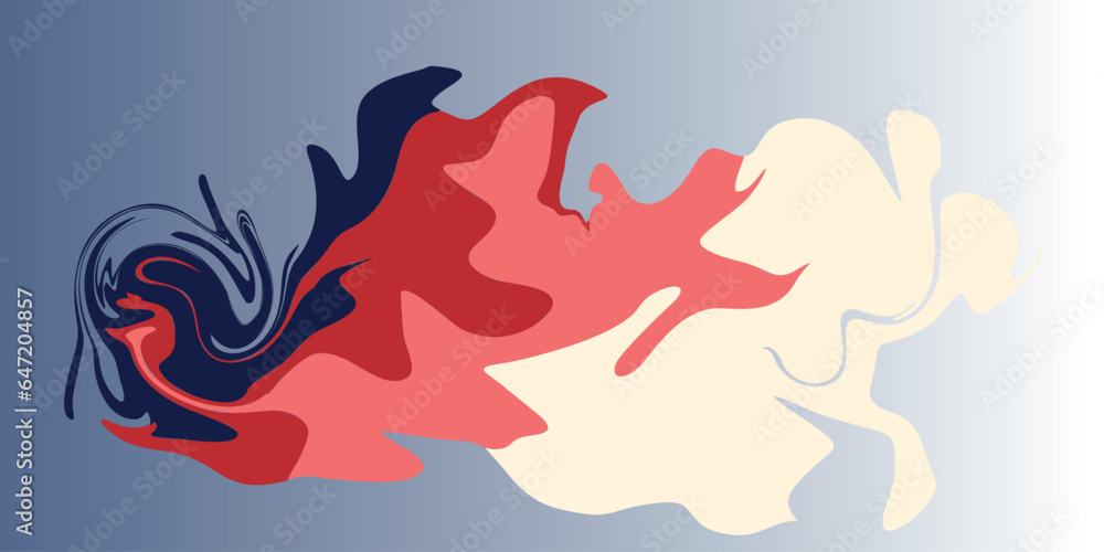 Poster abstract background with an arrangement of image shadows connected by irregular lines