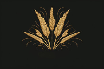 golden wheat over black background, harvest concept. Generative Ai