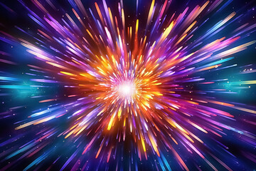Speed of light in space, cosmic explosion background. Generative Ai