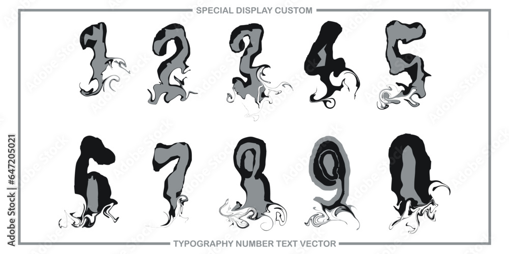 Poster assorted digital custom vector numbers. minimum. color gradation. dark. banner network. 3d effect. d