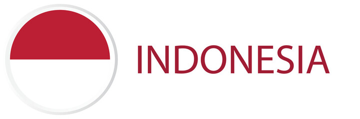 Indonesia flag in web button, button icons.