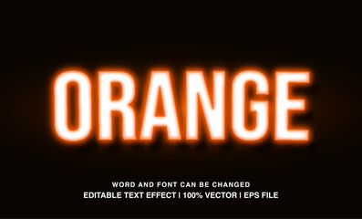 Orange neon editable text effect template, neon light futuristic typeface, premium vector