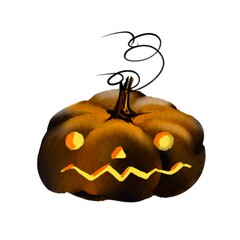 Pumpkin for Halloween or Thanksgiving, for autumn decorative design, Halloween invitation, harvest