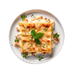 delicious Chicken Lasagna isolated on transparent background Remove png, Clipping Path