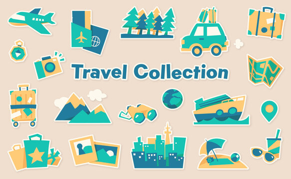 Travel and vacation concept elements collection