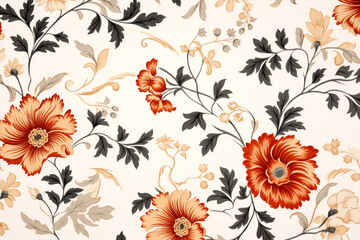 Wallpaper seamless rose vintage flower textile floral blue pattern leaf nature