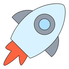 Rocket simple element flat vector collection illustration space cosmic astronaut theme spaceship
