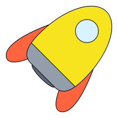 Rocket simple element flat vector collection illustration space cosmic astronaut theme spaceship