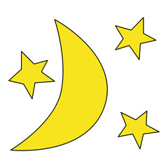 Moon and stars simple element flat vector collection illustration space cosmic astronaut theme sky night light