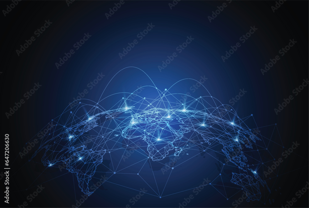 Wall mural global network connection. world map point and line composition concept of global business. vector i