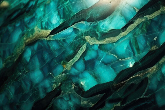 Unveiling Nature's Mesmerizing Mosaic: A Vibrant Tapestry of Blue-Green Chrysocolla Gemstone, Revealing Intricate Geological Patterns