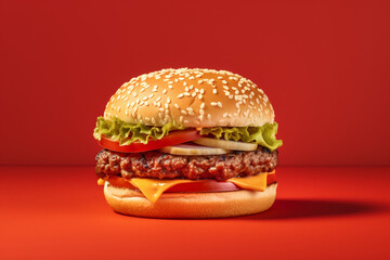 burger on red background