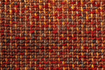 Fototapeta na wymiar A Detailed Close-Up of Woven Tweed Fabric Unveiling Intricate Patterns, Organic Texture, and Timeless Craftsmanship in Cozy British Fashion.
