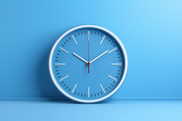 blue wall clock with blue background
