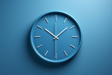 clock on a blue background - obrazy, fototapety, plakaty