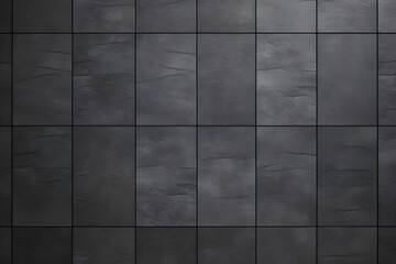 Dark gray interior decorations rectangular tiles for floor and walls.