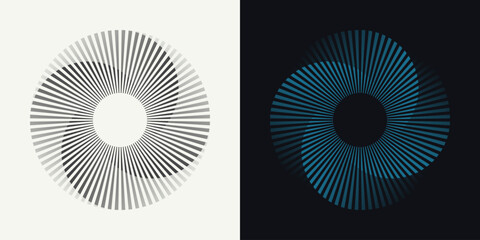 Abstract hypnotic circle with gradient lines isolated on a background. Dynamic color ring pattern. Circular line element concept for a sound wave, radio, sonar. Geometric centric vector illustration © ptgregus