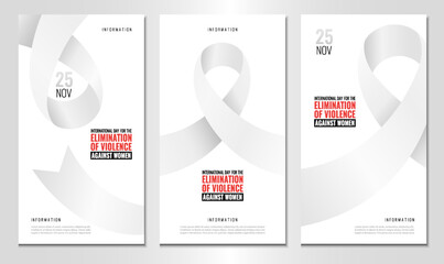 Vector Illustration of International Day for the Elimination of Violence against Women.  Banner with ribbon. Use as advertising, invitation, banner,
