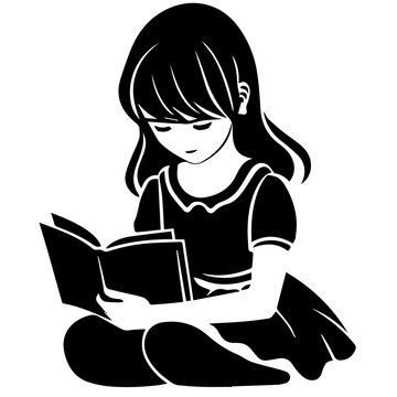 reading book girl silhouette