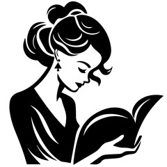 reading book girl silhouette