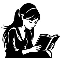 reading book girl silhouette