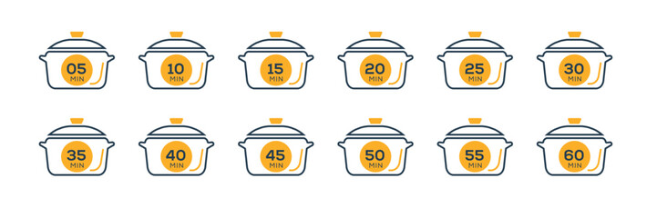 Countdown timer icons set, Vector Illustration.