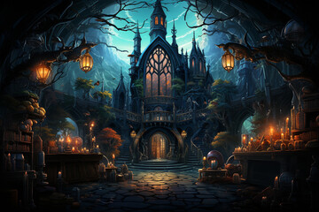 a Halloween vector background, Halloween night. generative ai