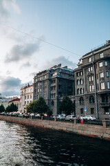 Gloomy gothic ancient mansion with statues