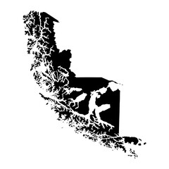 Magallanes region map, administrative division of Chile.