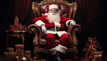 Santa Claus sitting in wooden chair © GrayFrog